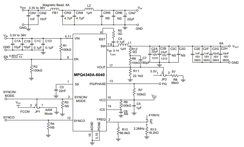 Schematic - Monolithic Power Systems (MPS) EVQ4340A-L-6040-00A Evaluation Board